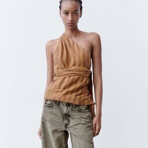 ZARA BEADED ASYMMETRIC TOP